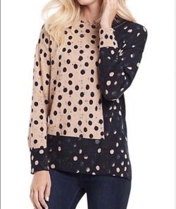 Nic+Zoe Polka Dot Cotton-Blend Sweater size Large