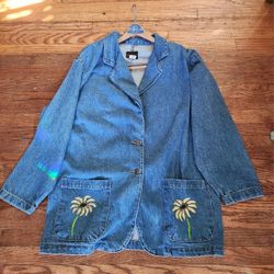 Denim Jacket Painted Sunflowers