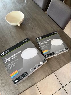 2 New Commercial Electric LED Flat Panel Lights (One 11" & One 15")