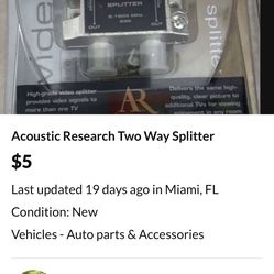 Acoustic Research Two Way Splitter