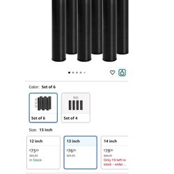 13 Inch Metal Bed Legs Replacement for Electric Adjustable Bed Base Frame, Changeable Thread, Set of 6