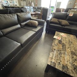 Brown Leather Sofa Lovseat 