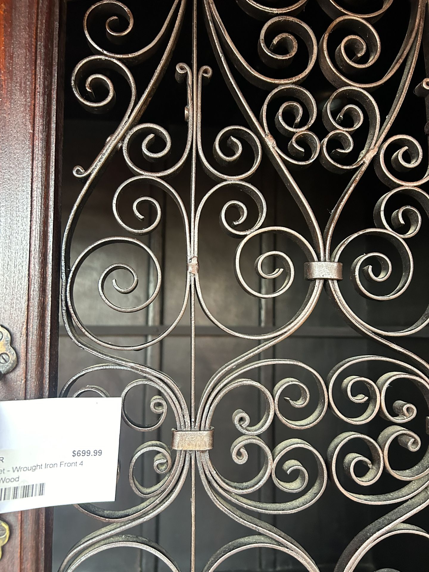 Wine Cabinet Dark Rustic W/metal Doors