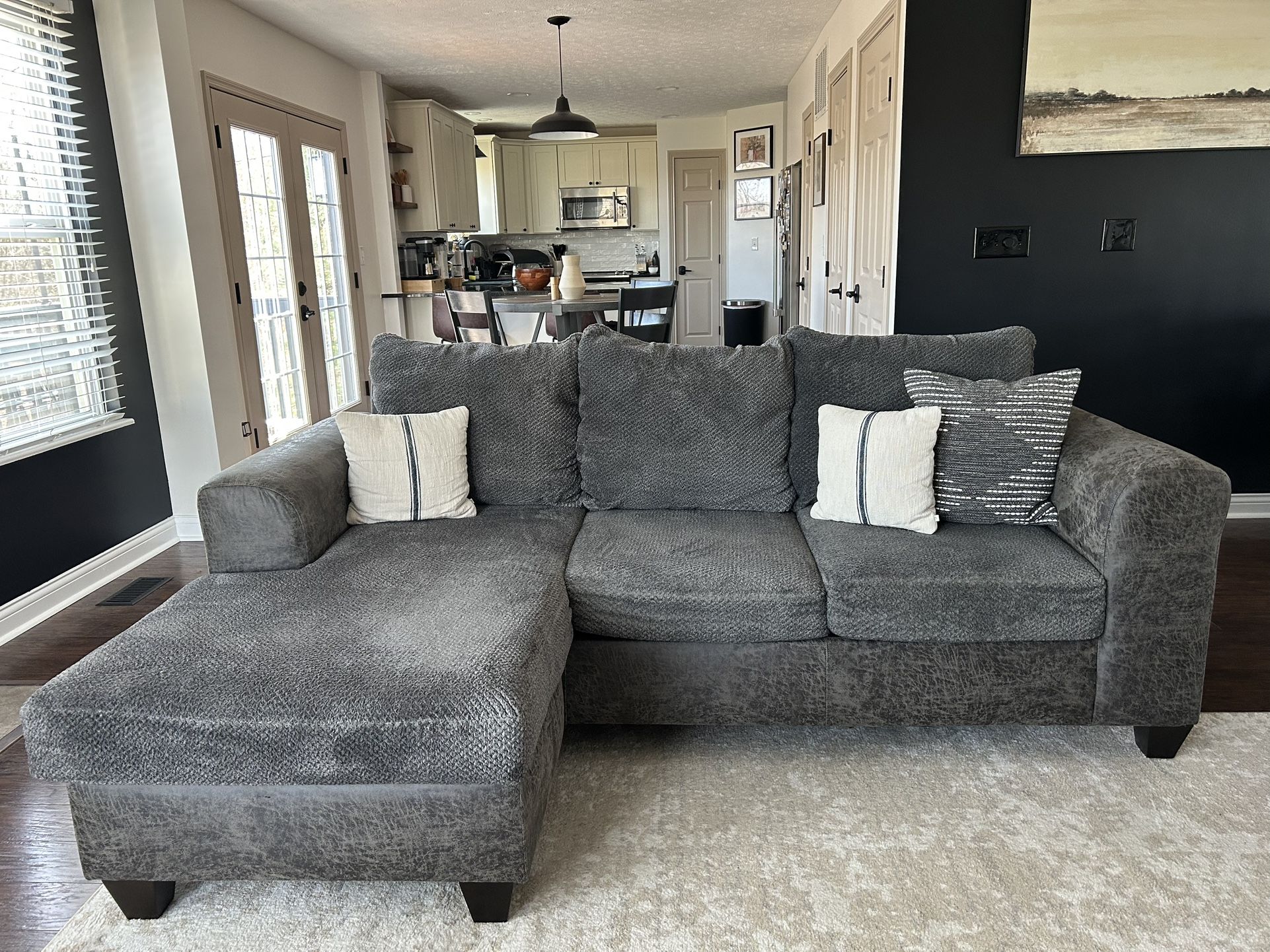 Gray Sofa With Reversible Chaise