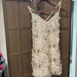 Cutest Lil Number / Gold/ Nude Sequined Mini