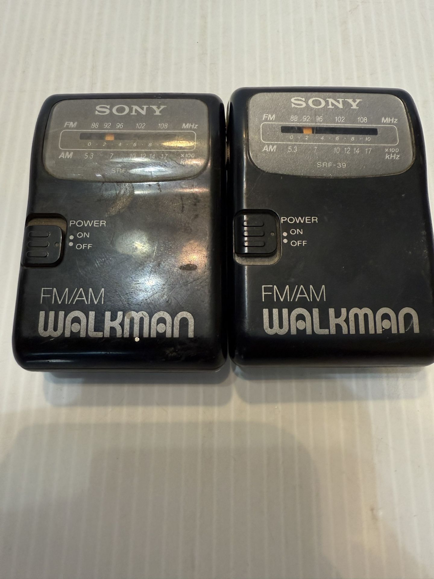Vintage (2) Walkman Sony SRF-39 FM/AM Radio With Belt Clip In Good Working Preowned Condition! Pickup in Menifee Both for $25.0