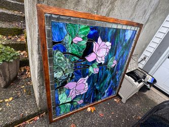 Stained Glass Panel with Floral Design