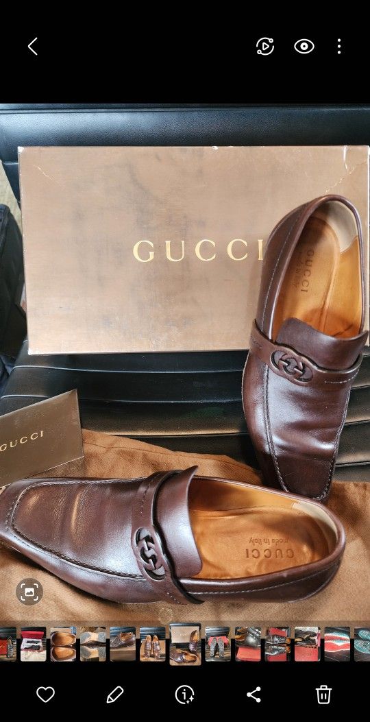 Gucci 181839 ABM00 1000 Moca Pelle S. Delone Nero Delon D 8 Men's Shoes