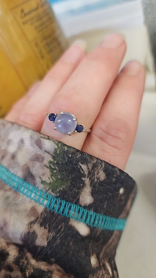 Sapphire & Ellensburg Blue Delicate Ring Sz 8-8.5