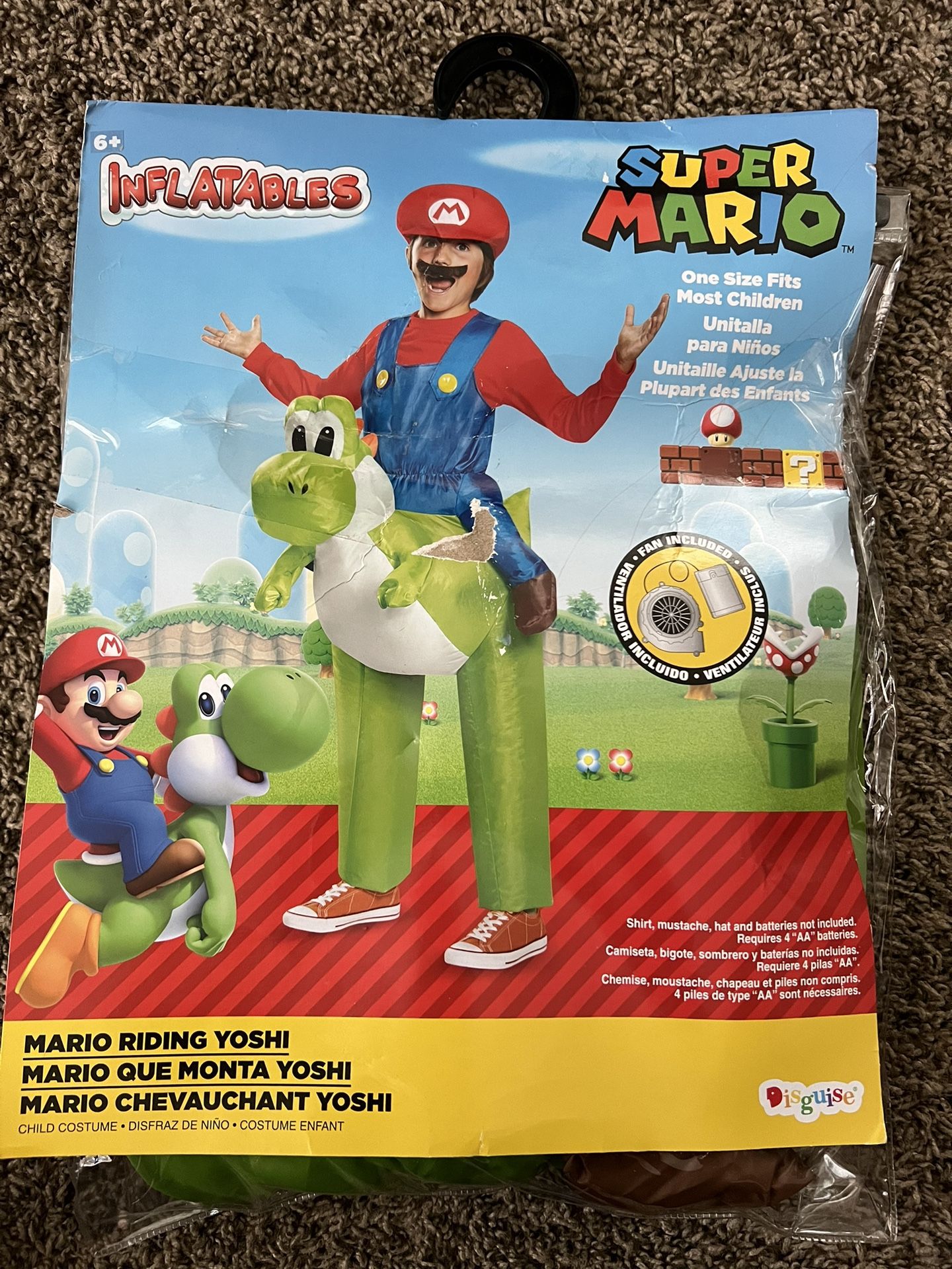 Kids' Super Mario Yoshi Inflatable Riding Halloween Costume One Size