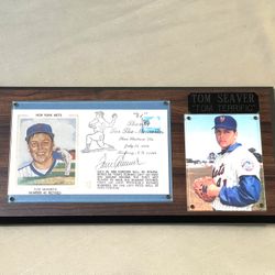 Mint Condition Retired First Ballot 1992 Hall Of Fame Inductee Tom Seaver Autographed Retirement Plaque. Valued At Around $300.