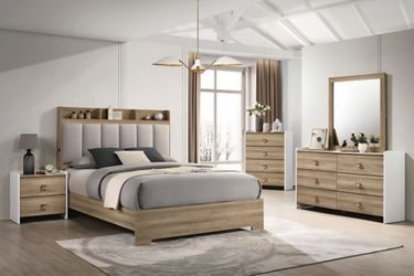 Bedroom set 4 pc Queen size Dusty Oak / White finish. New Especial price