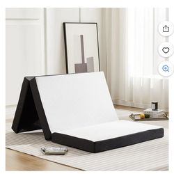 Folding Mattress, 3 inch Tri-fold Memory Foam Mattress Topper for Camping, Foldable Mattress Topper with Washable Cover, Single Size, 3”. Russell/Boul