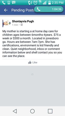 Reasonable At Home Day Care In Jonesboro Ga!!