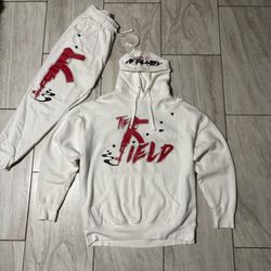 White/Red The Field hoodie and Joggers set LARGE