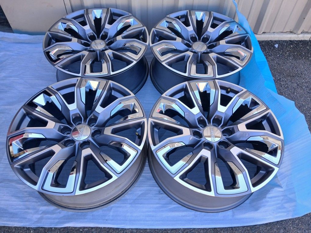 2025 NEW OEM ORIGINAL TAKEOFFS GMC SIERRA DENALI ULTIMATE 22 INCH ONLY WHEELS $ 1500