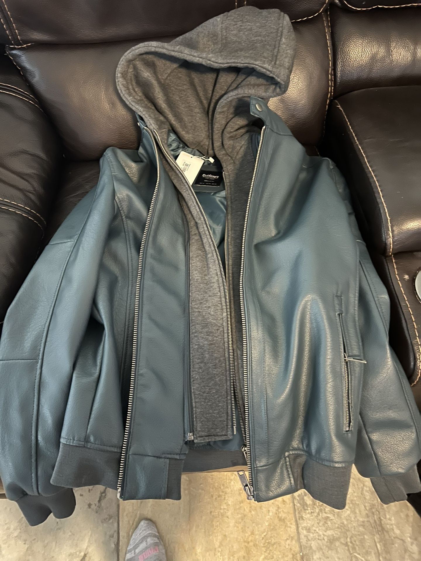 Mens XL Outfitters Coat Blue Grey W Hood