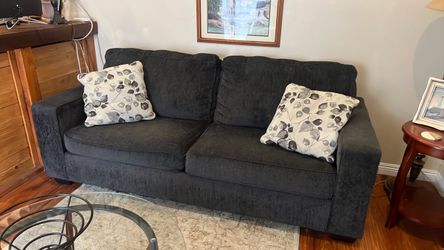 Dark Gray Fabric Two-Seat Sofa
