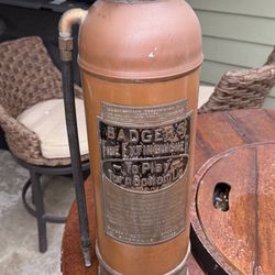 Brass Fire Extinguisher With Hose Great Shape