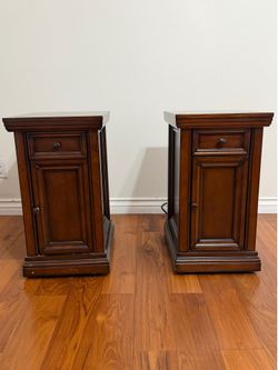 Solid Wood Nightstand Pair with Power Outlet & USB