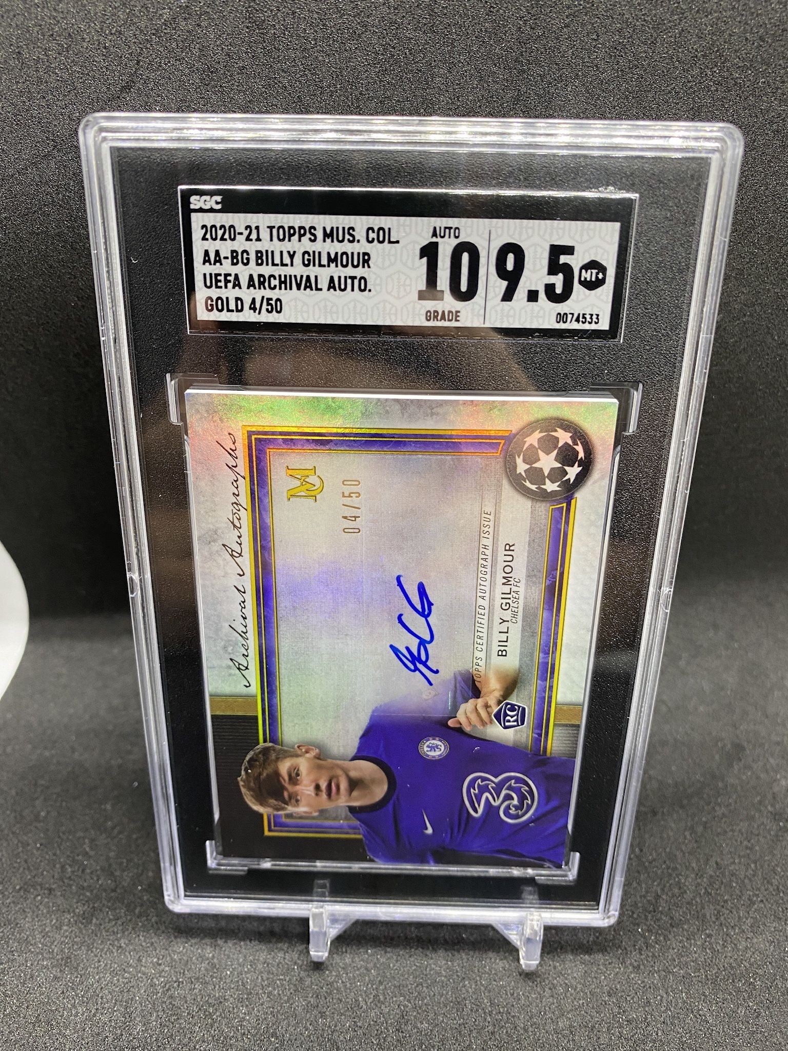 2020-21 Topps Museum Collection Billy Gilmour Gold Auto /50 SGC 10/9.5 Chelsea 