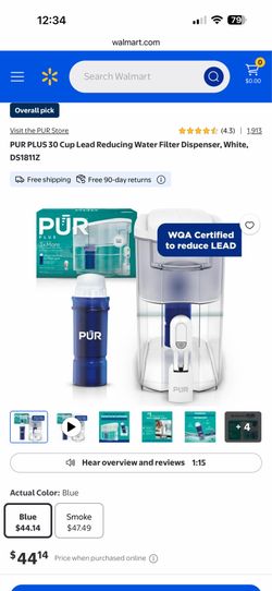 Visit the PUR Store *****(4.3) | 1,913 PUR PLUS 30 Cup Lead Reducing Water Filter Dispenser, White, DS1811Z