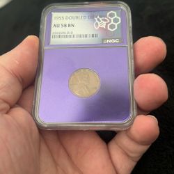 1955 DOUBLED DIE OBV 1C Grade AU 58 BN Label 2507