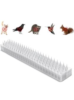 Zipcase 49.5 ft Clear Transparent PVC Bird Spikes-Advanced Dual-Length Spikes for Narrow Landing Gaps and Precision Deterrence,Effectively Guarding Ag
