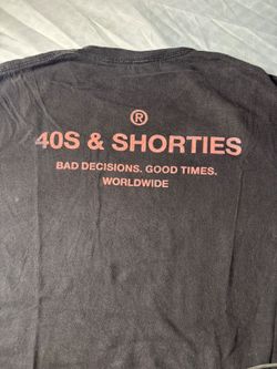 40s & Shorties Black Cotton T-Shirt with Pink Logo Print