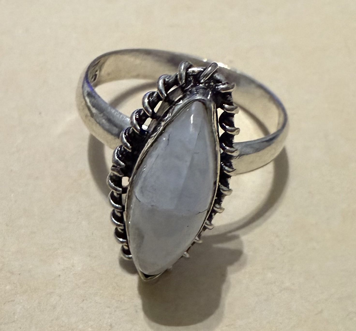 Size 8.25 Rainbow 🌈 Moonstone Sterling Silver Ring