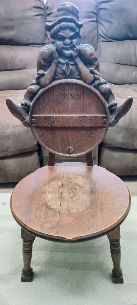 Antique Carved Leprechaun Oak Chair Circa 1900