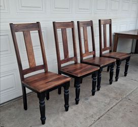 4 Large Wood Dining Chairs