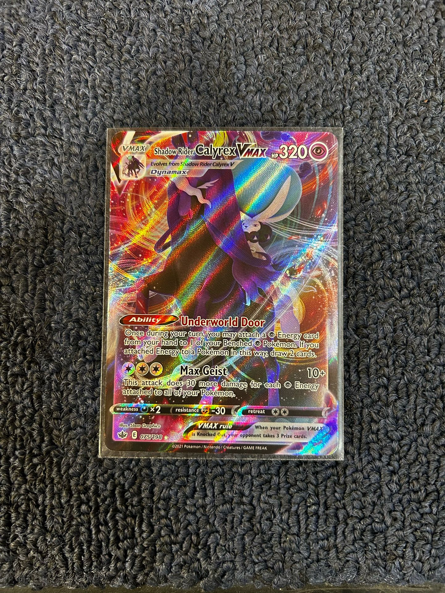 Pokémon Shadow Rider Calyrex VMAX — SWSH 075/198 — Pack Fresh (NM/M) Full Art VMAX Pokemon