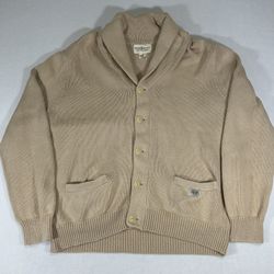 Denim Supply Ralph Lauren Sweater Mens XL Biege Button Up Shawl Cardigan Grandpa