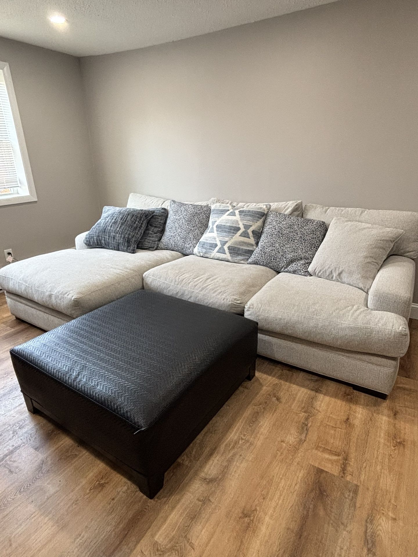 2 Piece Sofa w/ Chaise & Cocktail Ottoman (Raymour & Flanigan)