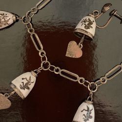 Vintage Siamese Bell Bracelet And Earrings