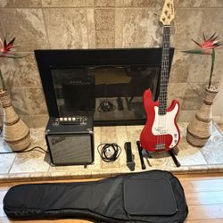 Fender P-Bass Style Bass Guitar and Fender Amp Combo