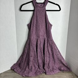 TRAC Purple Lace Overlay Dress Size Small
