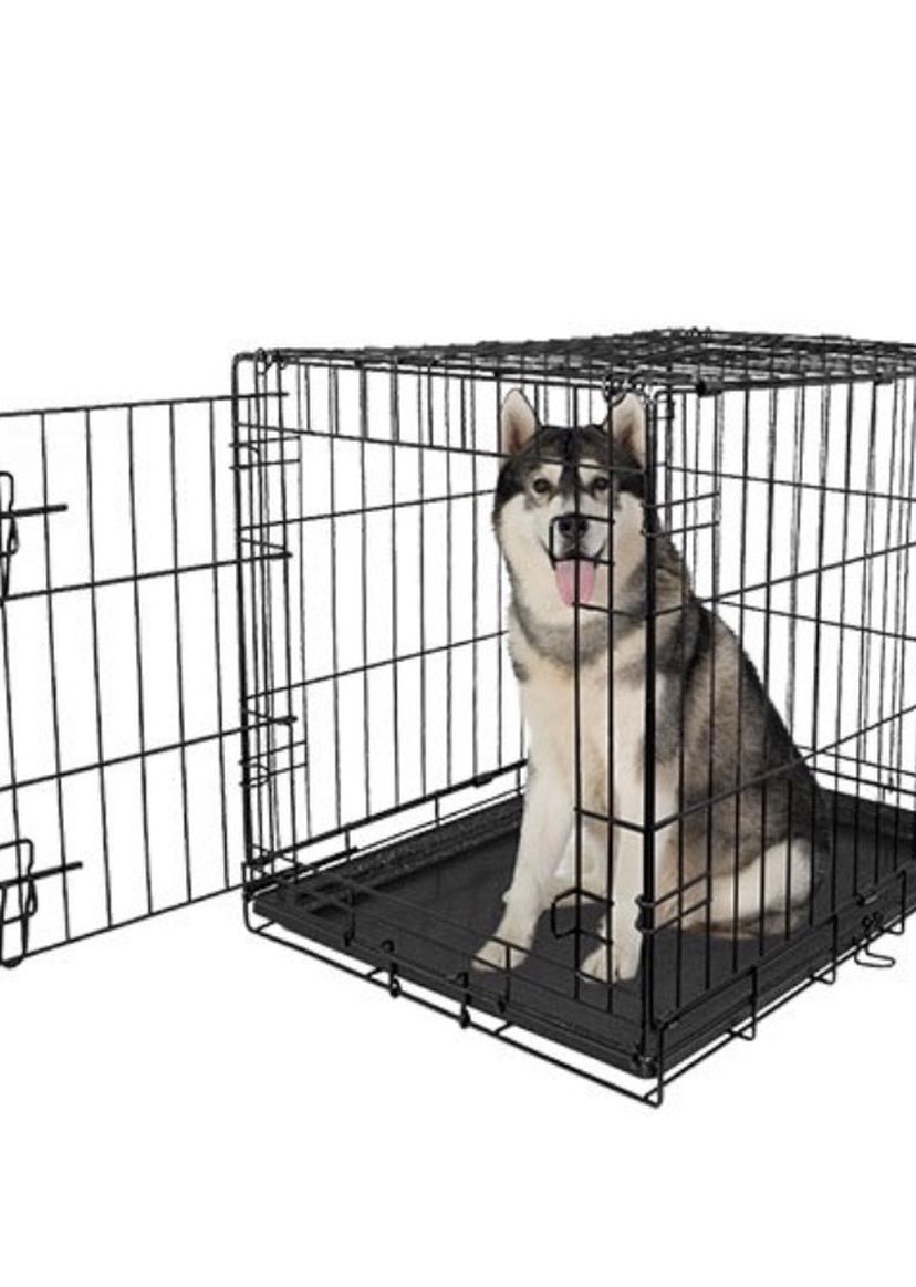Vibrant Life Single-Door Folding Dog Crate with Divider, 42"