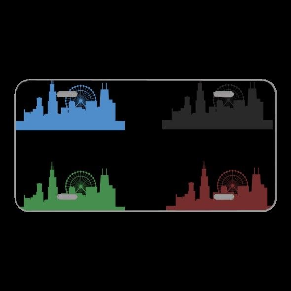 License Plate Novelty Car Front Chicago Skyline City Architecture