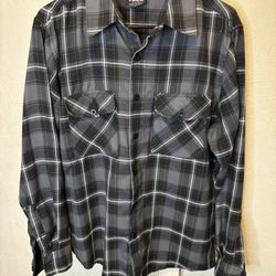 Yago , Button Up , Black Plaid Shirt