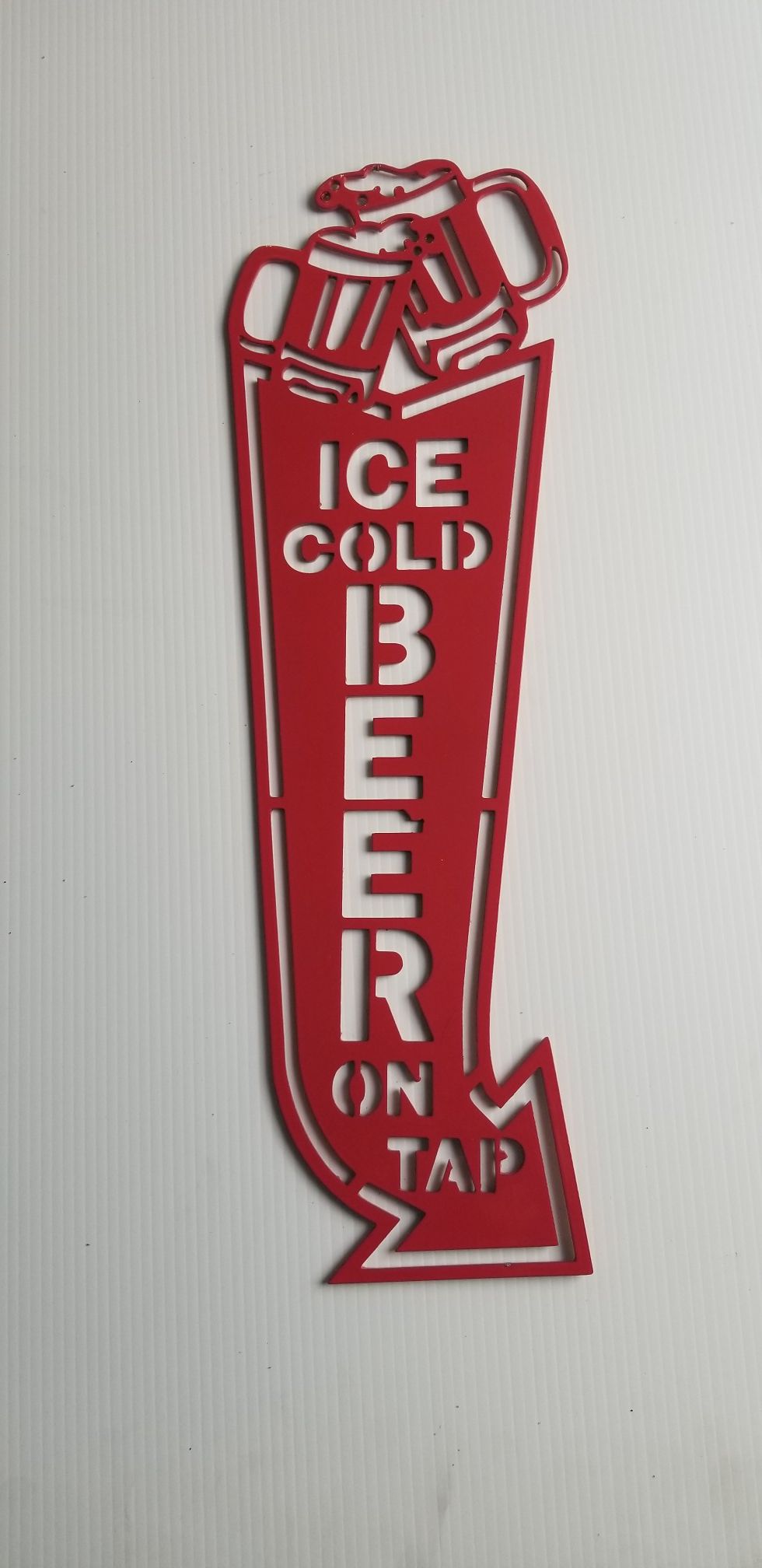 Ice Cold Beer On Tap CNC Plasma Cut Wal Art Man Cave Sign
