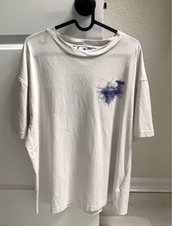 White T-Shirt with Blue Graphic