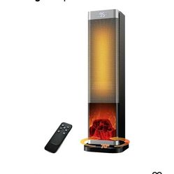 Space Heaters + Fan for Indoor Use, 1500W PTC Ceramic Electric Heater with Thermostat, Room Temperature Display, 70° Oscillation, Remote Control, 12H 