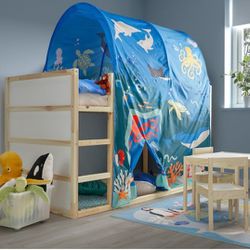 Kids Twin Bed - IKEA Kura Reversible w/ 2 Tent Covers