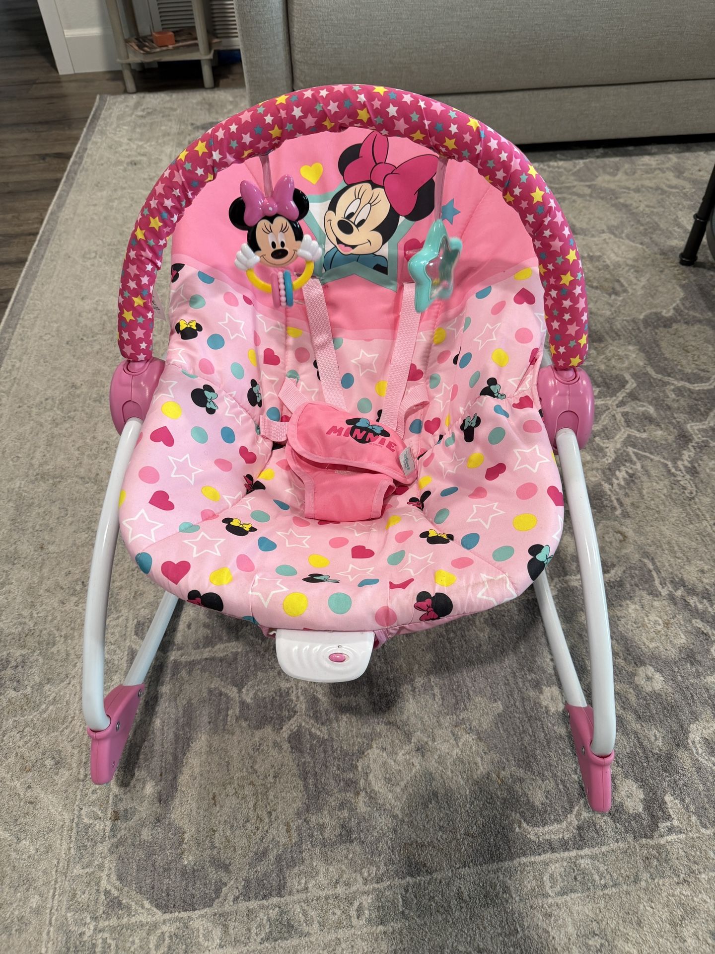 Bright Starts Disney Baby Minnie Mouse Stars & Smiles Infant to Toddler Rocker Bouncer