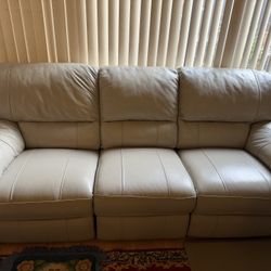 Real Leather Power Recliner Sofa