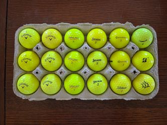18 Assorted Yellow Golf Balls