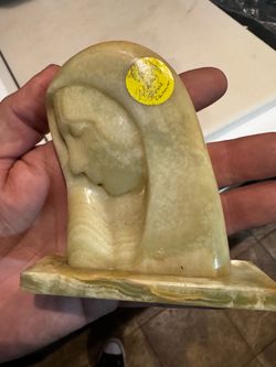 Carved Onyx Stone Madonna Sculpture