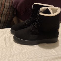 black fur boots